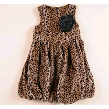 meninas vestido de lã de festa para o inverno leopardo princesa vestido de moda para o miúdo